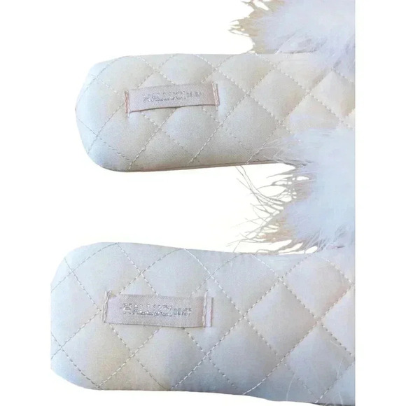 Halluci Slippers Pink Velvet Ostrich Feather Full Pointy US 6 Small Euro 36/37 - Picture 7 of 10